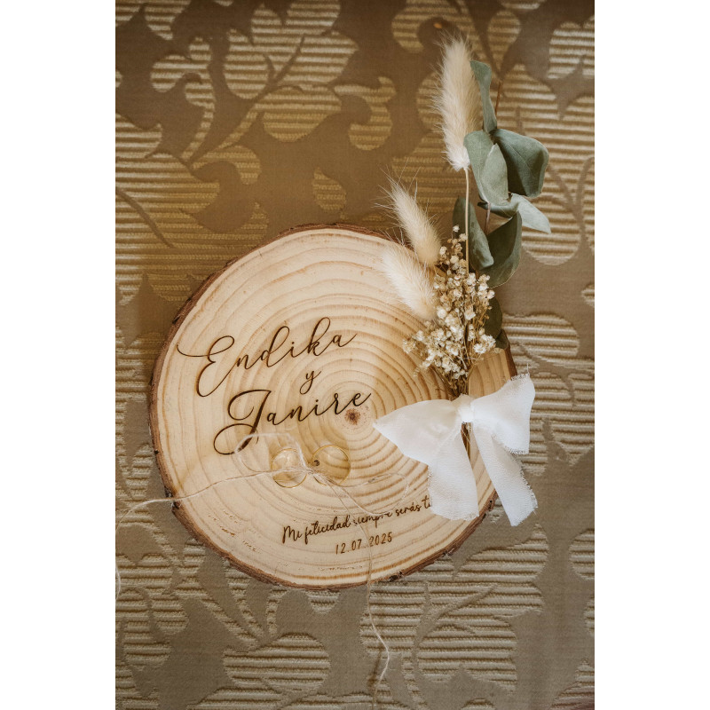 Porta alianzas tronco con ramillete